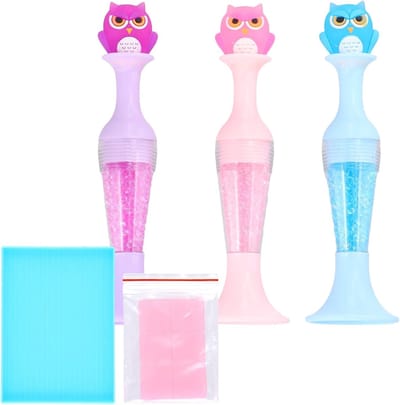 3 Stuks Uil Ontwerp Diamant Art Pennen, 5D DIY Accessoires voor Diamant Schilderen, Punt Boor Pen met Klei Dozen en Crystal Drill Kits voor Sieraden en Wax Picker Benodigdheden