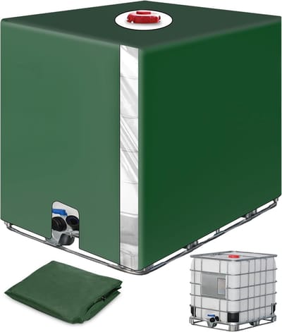 Famanu - IBC tankafdekking 1000L met transparante folie anti-UV beschermzeil groen