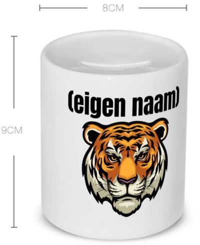 Akyol - tijgerkop met eigen naam Spaarpot - Tijger - dieren liefhebber - iemand die houdt van tijgers - verjaardag - cadeau - kado - geschenk - 350 ML inhoud