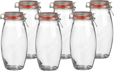 Urban Living Weckpot/inmaakpot - 6x - 1.9L - glas - met beugelsluiting - D12 x H25 cm
