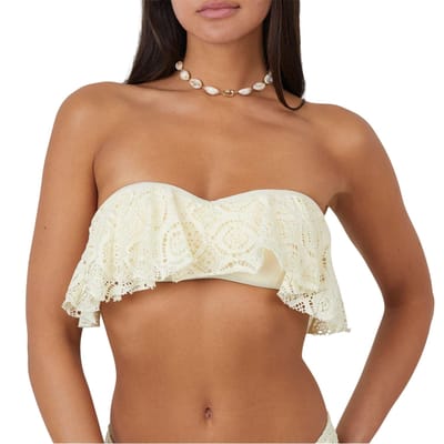 Brave Soul Dames/Dames Crochet Bandeau Bikini Top (Geel)
