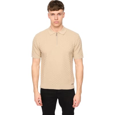 Duck and Cover Heren Danvers Gebreide Half-Zip Poloshirt (Steengrijs)