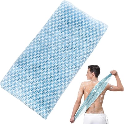 1 stuk exfoliërende handdoek, exfoliërende douchehanddoek lange exfoliërende doek antibacteriële exfoliërende douchescrubber voor vrouwen mannen reiniging schuim verwijdering van dode(blauw)