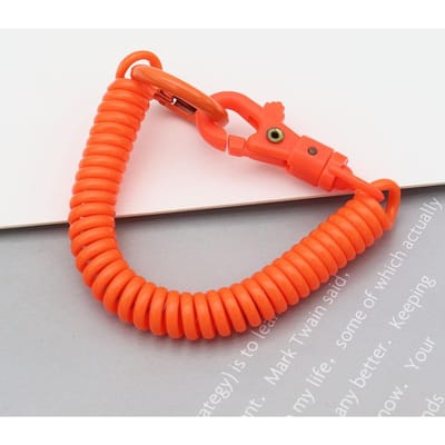 Spiraalveren sleutelhanger Rekbare spiraalveer Intrekbare spiraalveren sleutelhanger met metalen sluiting Sleutelhangerhouder Lanyard oranje