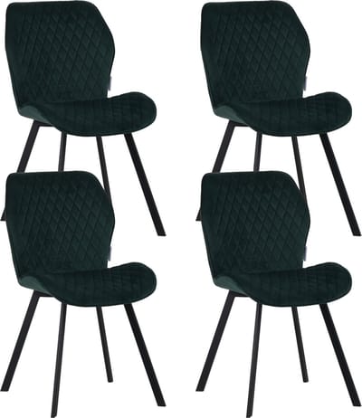 Colenis® - Rio eetkamerstoel - Set Van 4 - Groen - Fluweel - Velvet - Industrieel - Stoel