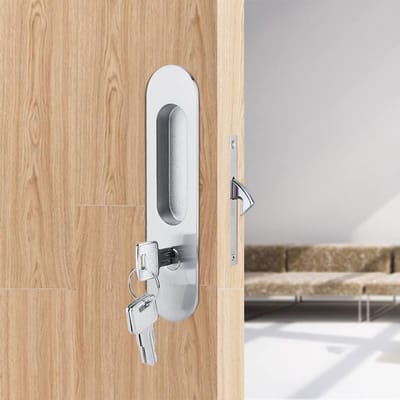 Dailygoods- Schuifdeurslot Anti-Diefstal - Deurslot met Sleutels - Aluminiumlegering - Zinklegering - Geschikt voor Deurdikte 35-45 mm - Inclusief 3 Sleutels