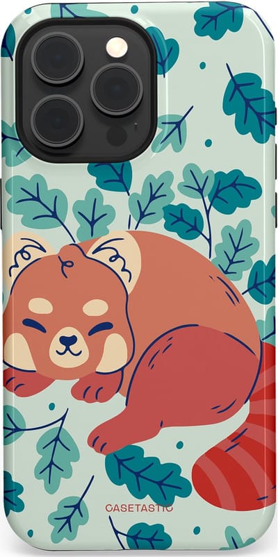 Casetastic Hoesje Geschikt voor Apple iPhone 15 Pro Max Magsafe - Stijlvolle Beschermende Duo-layer Case - Rode panda avonturen
