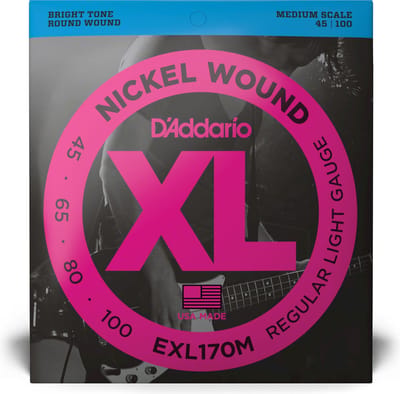 D'Addario 4er Bass XL Nickel 45-100 45-65-80-100, EXL170M - Snarenset voor 4-string basgitaar