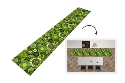 Keukenloper - Loper keuken - Bloemen - Groen - Patroon - 300x50 cm - Keukenloper vinyl