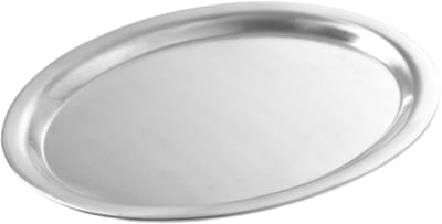 B-Home serveerschaal/dienblad - plat - rond - zilver - rvs - dia 30 cm - voedsel serveren tray