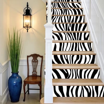15 Strips Dieren Trap Stickers met Zebra Streep - Waterdichte Vinyl Decals voor Trap en Vloer Decoratie, 100 × 18 cm/39,34 inch L x 7,1 inch H, Makkelijk te Plakken en Verwijderen