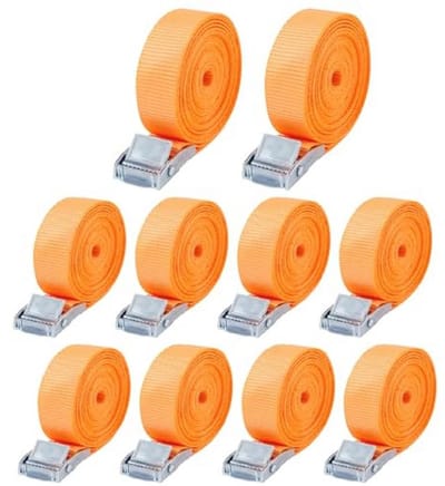 Spanbanden 10 stuks 25 mm x 4 m met klemsluiting voor fietsen, motoren en bagage