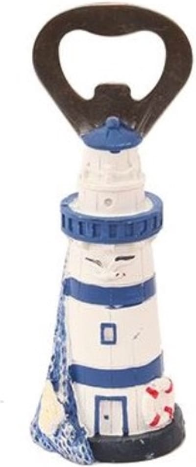 Vuurtoren flesopener blauw/wit