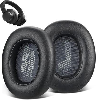 Vervangende Oorkussens voor JBL Live E65BTNC, 650BTNC, 660BTNC en 750NC Hoofdtelefoon - Zachte Leren Earpads voor Comfort en Geluidsisolatie, Zwart