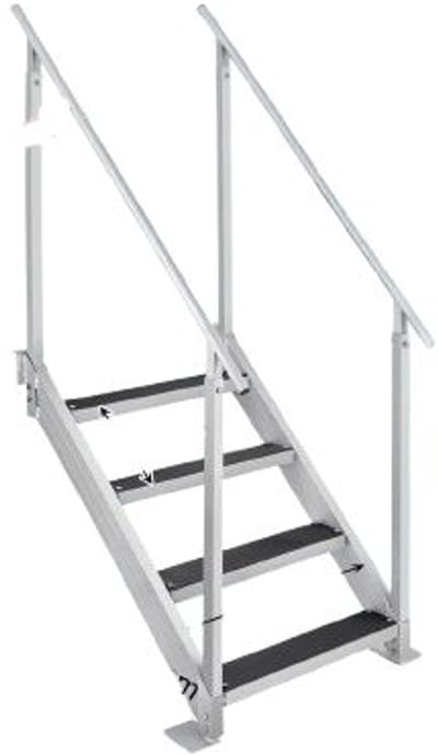 Cellista Dock Ladder 4 Treden - Zwemtrap Aluminium - Bootladder - Dubbele Leuningen - Verstelbare Hoogte 76-96 cm