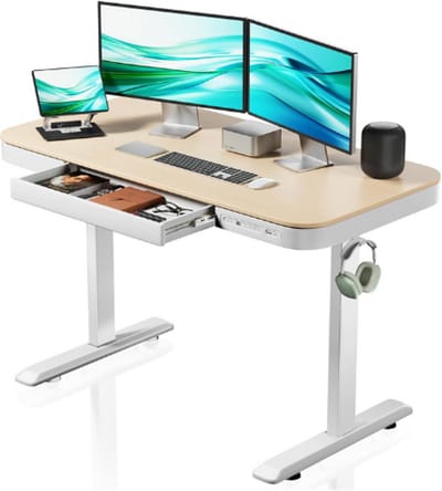 WILTEC In Hoogte Verstelbaar Elektrisch Bureau - Zit Sta Bureau Met 1 Motor - Geheugenfunctie - Laadstation - Botsbeveiliging - 118x60 cm