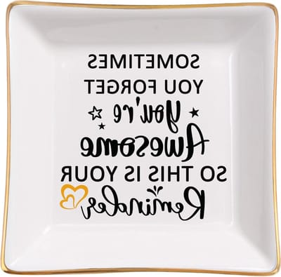 Sieraden schaaltje - Herinneringsbakje - Sieraden organiseren - Ingebakken tekst - 10x10 cm - Wit