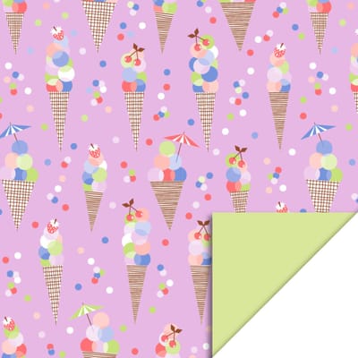 Het Inpakhuis - Cadeaupapier - Inpakpapier - Kadopapier - Kinderverjaardag - Partijtje - Ijsjes - Ice Confetti Pink / Lime - 50cm x 3m