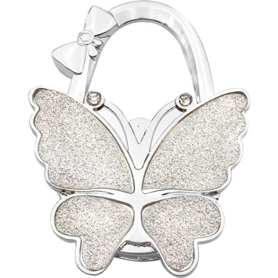 Crochet de Sac Pliable Papillon Chic pour Femmes Support Métallique pour Sac à Main, Organisateur Gain de Place pour Portefeuille Et Bureaux, pour Sacs à Main et Pochettes blanc