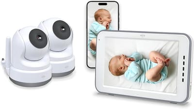 Babyfoon met camera - Video monitor - Babykamer bewaken - Twee Full HD camera's - 12.7 cm scherm - Wit