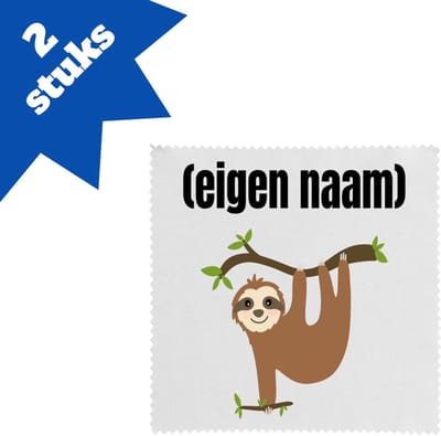 Akyol - luiaard met eigen naam brillendoekjes - Luiaard - luiaard liefhebbers - iemand die houdt van luiaards - verjaardag - cadeau - kado - 17,8 bij 17,8 cm - 2 stuks
