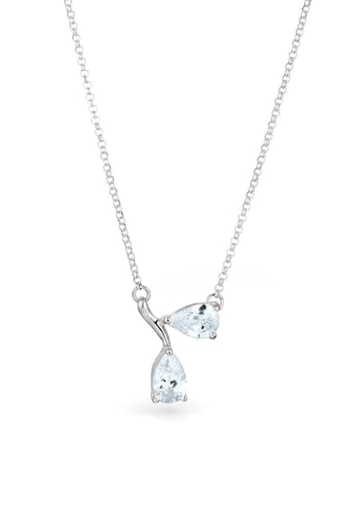 Elli - Halsketting - Ketting met Stenen Dames Druppel Hanger Zirconia Druppel Geslepen Wit 925 Sterling Zilver 45 cm -