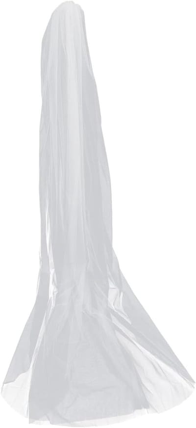 Lange trouwsluier met dubbele laag en kam voor een elegante bruiloft in wit