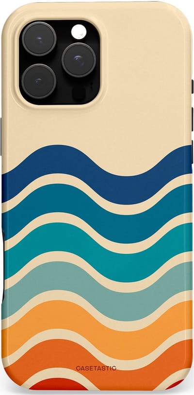 Casetastic Hoesje Geschikt voor Apple iPhone 16 Pro Max Magsafe - Stijlvolle Beschermende Duo-layer Case - Nostalgische golven