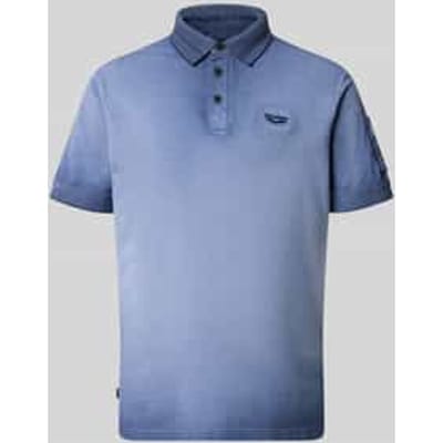 PME legend blauwe heren polo   Rib kraag   Regular fit   Knoopsluiting   Duurzaam   Korte mouw Blauw M