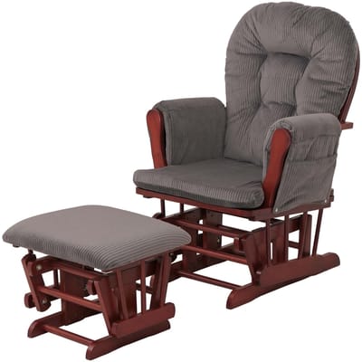 Relaxfauteuil MCW-C76, schommelstoel schommelstoel met kruk stoffen koord 320g/m² Oeko-Tex ~ donkergrijs donker frame