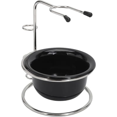 Support de blaireau Robuste Stable Look élégant Inoxydable Portable Bol à mousse à raser pour hommes pour Salon de coiffure Hôtel Maison black