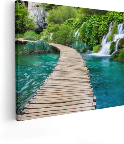 Artaza Canvas Schilderij Landschap - 50x40 cm - Wanddecoratie Waterval - Muurdecoratie Natuur - Kamer Accessoires Bos