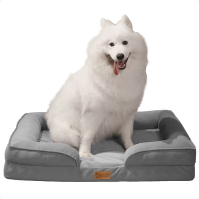 JAXY - Orthopedisch Hondenbed - Hondenmand - Hondensofa - Anti-Slip en Wasbaar - 89 x 63,5 x 16,5 - L - Grijs