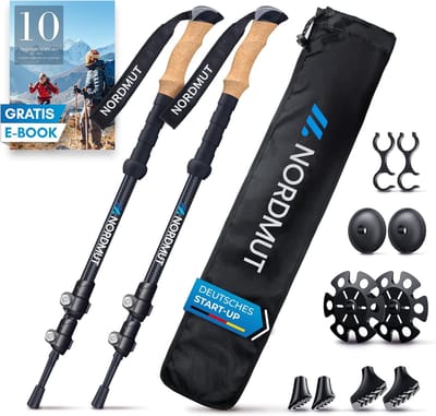 Telescopische Wandelstokken - Trekkingstokken Nordic Walking - Buiten Wandelen - Ultralicht Carbon - Verstelbaar 65-135 cm - Zwart