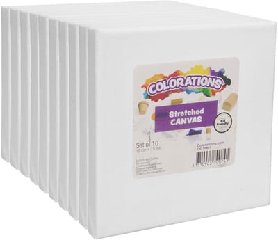 Colorations canvas speelgoed set 10 stuks wit 10x10 cm creatief.