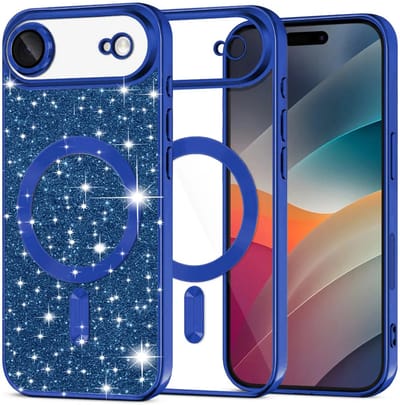 Hoesje geschikt voor Apple iPhone Air - Techsuit Luxury Glitter Back Cover - Geschikt voor MagSafe - Donkerblauw