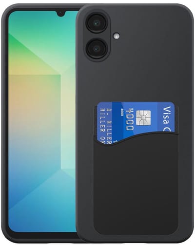 Geschikt voor Samsung Galaxy A06 Telefoonhoesje met Siliconen Pasjeshouder - Flexible Back Cover Case Siliconen TPU with Silicone Cardslot - Zwart - Smartphonica geschikt voor Samsung Galaxy A06