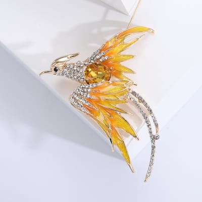 Mode Exquise Feniks Kristal Emaille Spelden Broches Voor Vrouwen Dame Elegant Feest Banket Jurk Decoratie Badges Speld gray