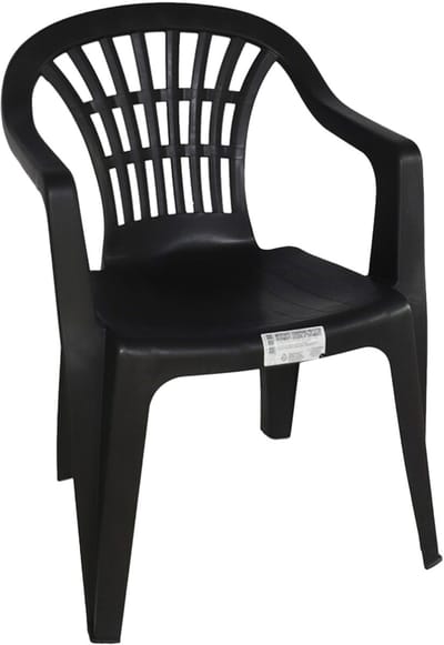 Gerimport Stoel voor buiten/binnen - tuinstoelen - zwart - 50 x 54 x 76 cm - stevig kunststof - Bijzet stoelen