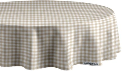 Protecttable - Rond Tafelzeil Kleine Ruit Zand Ø138cm - Tafelkleed Afwasbaar - Kunststof
