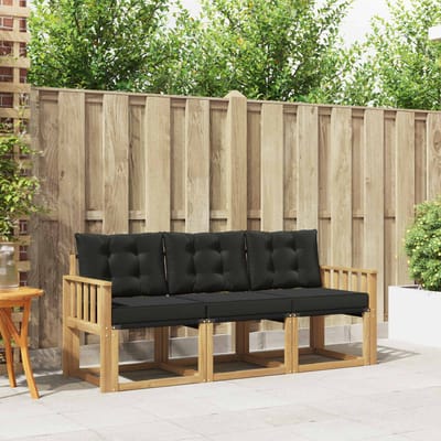 vidaXL - Buiten - bank - set - 3 - st - Wit - en - zwart