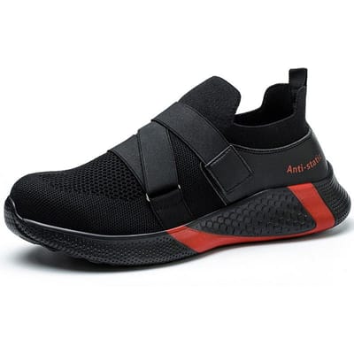 Veiligheidsschoenen voor heren en dames, lichtgewicht, ademend, antistatisch, beschermend, werksneakers met stalen neus, onverwoestbare veiligheidslaarzen 38 zwart