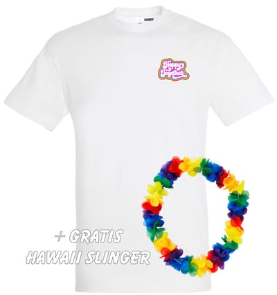T-shirt Happy Together Regenboog klein | Love for all | Gay pride | Regenboog LHBTI | Wit | maat XS
