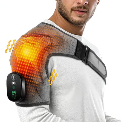 Ynkkvre - Schouderverwarmer - Massage apparaat - Warmtekussen - Vibratie Massager - Drie Verwarmingsniveaus En Massagemodi Voor Linker En Rechterschouder - 1 Stuk - Universeel Voor Mannen Vrouwen Grijs