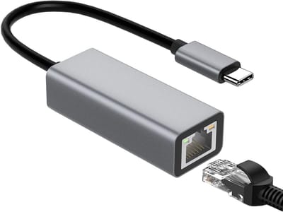 Type C Adapter - Netwerk Converter - Bekabeld Internet - Plug and Play - 59 cm - Grijs