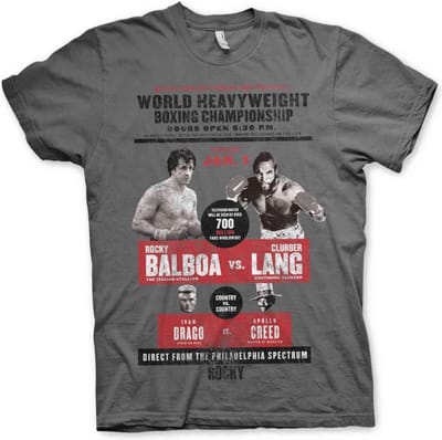 Rocky Heren Tshirt -S- World Heavyweight Poster Grijs
