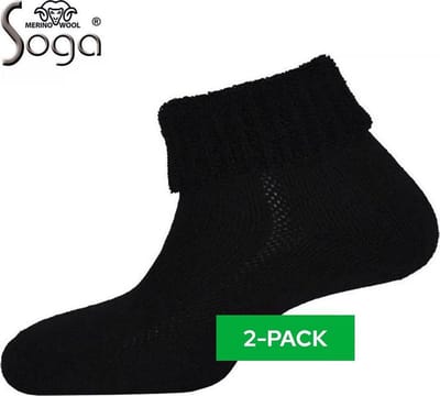 Soga - 2-Pack - Zwarte Wollen Sokken - Werkschoen Pasvorm - Heren / Dames - zwart - 35-38 - S29