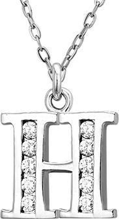 Montebello Ketting Letter H - Zilver Gerhodineerd - Alfabet - 14x20mm - 45cm