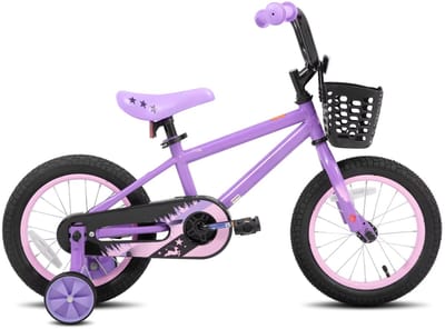 Kinderfiets – Voor meisjes van 3–10 jaar – Met zijwieltjes, kettingbeschermer en mandje – 36 cm / 41 cm / 51 cm wielen, paars