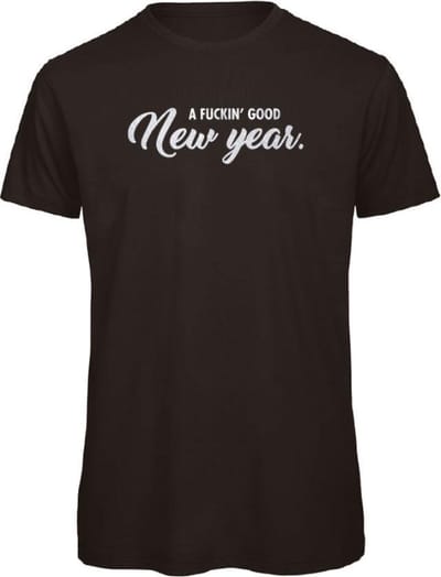 Foute kersttrui t-shirt zwart XXL - A fuckin' good new year - zilver glitter - soBAD. | Kleding | T-shirt unisex | T-shirt mannen | T-shirt dames | Kerst | Oud&nieuw | Nieuwjaar | glitter